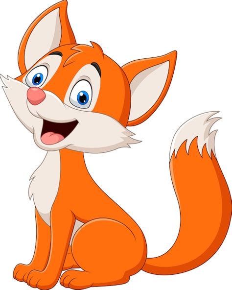 Cartoon Cute Baby Fox Isolated Premium Vector