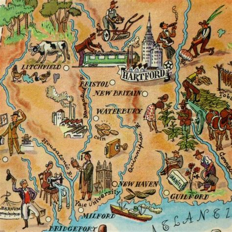 Connecticut Pictorial Map 1946