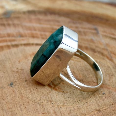 Indian Emerald Ring Sterling Silver Handmade Ring Boho Etsy