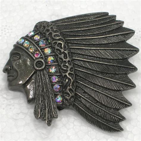 12pcslot Wholesale Brooch Rhinestone Indians Chief Head Fashion Pin