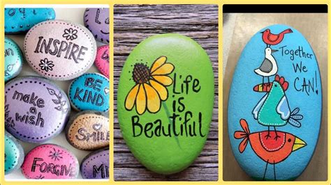 Diy Painted Rocks With Inspirational Quotes Ideas Youtube