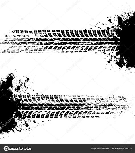 Tire Prints Car Tyre Tracks Isolated Grunge Vector Marks Offroad Stock