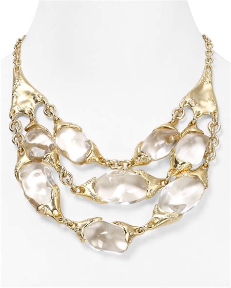 Alexis Bittar Lucite Threestrand Pebble Necklace 16 In Metallic Lyst