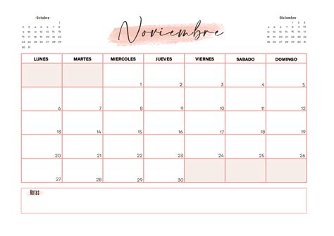 Calendario Noviembre 2023 El Para Imprimir En Word Excel Y Pdf