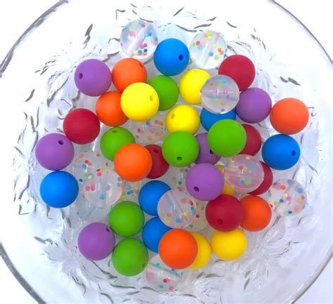 Confetti Rainbow Bulk Round Silicone Beads Usa Silicone Bead Supply