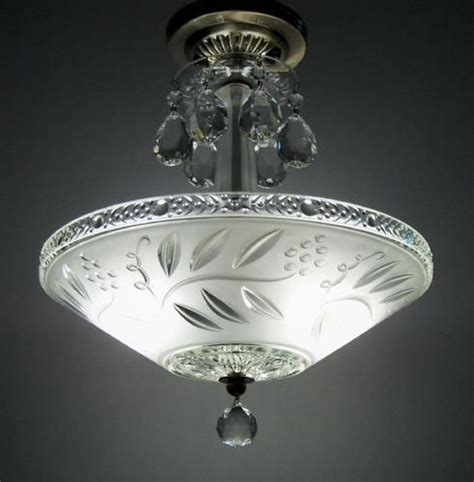 Inspired by art deco commercial lights, it features a distinctive shade of. VINTAGE SEMI FLUSH MOUNT CEILING LIGHT FIXTURE ANTIQUE ART ...
