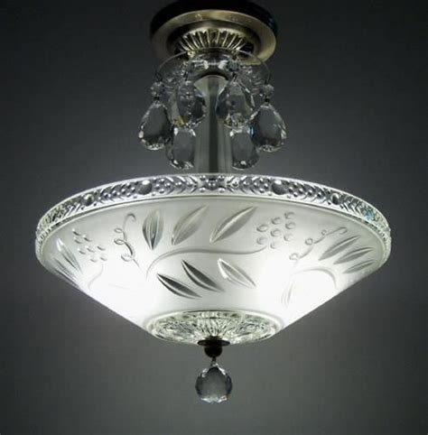 This fan light kit is designed for ceiling installation. VINTAGE SEMI FLUSH MOUNT CEILING LIGHT FIXTURE ANTIQUE ART ...