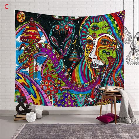 Psychedelic Tapestry Wall Hanging Tapestry Abstract Figure Etsy