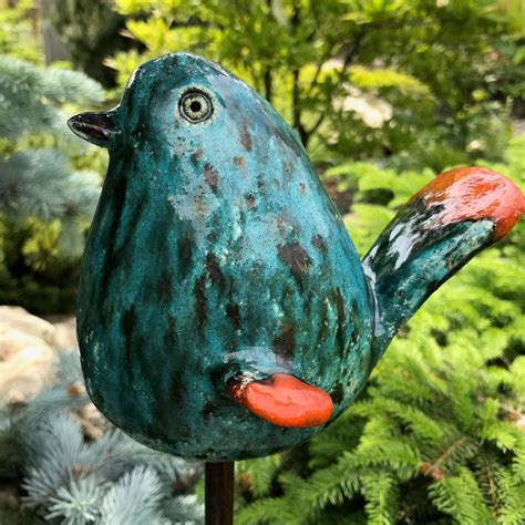 Outdoor Decor Garden Decor Garden Sculpture Ceramic Bird Etsy Bird