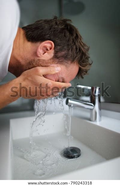 Man Washing Face Rinsing Soap Skin Stock Photo Edit Now 790243318