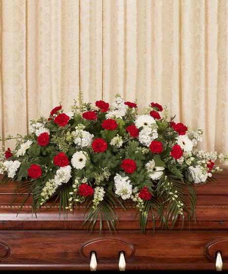 Red And White Casket Cover Worcester Ma Same Day Sympathy Flowers