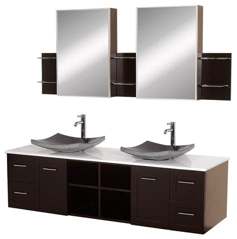 To me it's super clean and simple and if you get the height right it won't splash too much. Vessel Sink Vanities - Contemporary - Bathroom Vanities ...