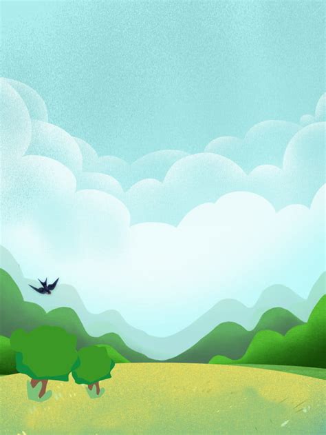 Cartoon Hand Drawn Green Plant Landscape Illustration Background Scene