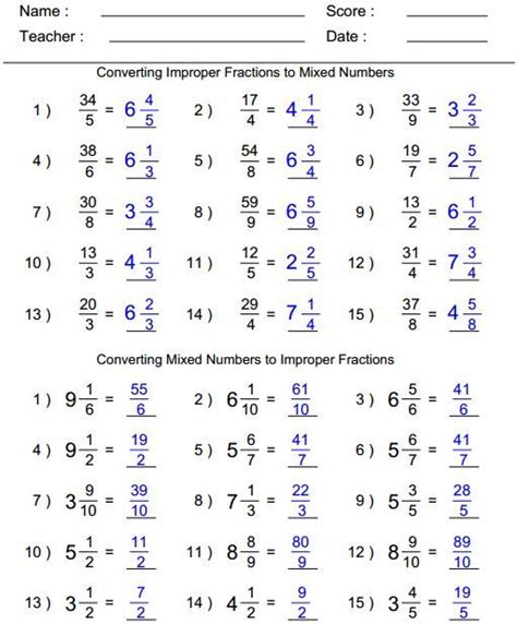 4th Grade Math Worksheets With Answer Key