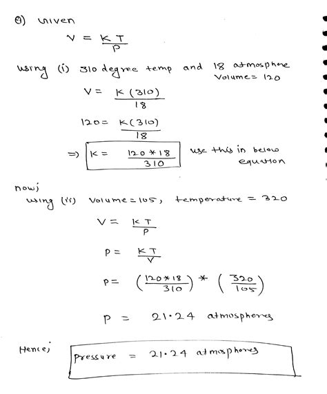 Solved The Volume V Of An Ideal Gas Varies Directly With The