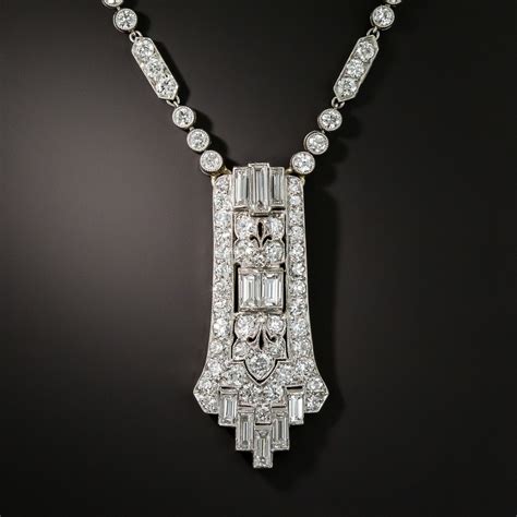 Tiffany And Co Art Deco Platinum Diamond Lavalière Necklace Antique