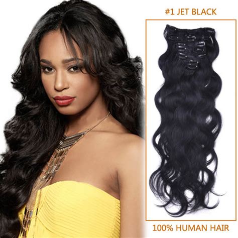 Delivery has always been fast. 20 Inch #1 Jet Black Wavy Clip In Remy Human Hair ...