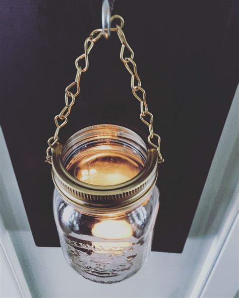 Mason Jar Candle Holder On Stained Wood Handmade Wall Decor Mason