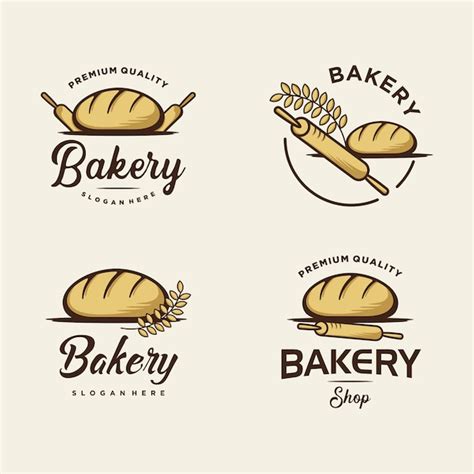 Conjunto De Diseño De Logotipos De Panadería Para Tienda De Panadería