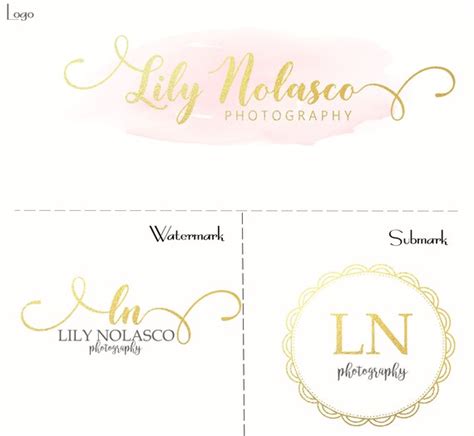 Logo Watermark Gold Photography Water Color Makeup Artist Etsy