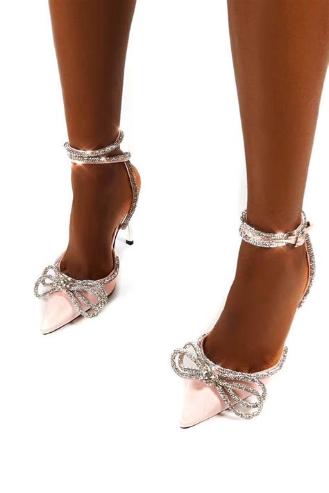 Our Floralkini Pink Wrap Around Diamante Bow High Heel Shoes Is In
