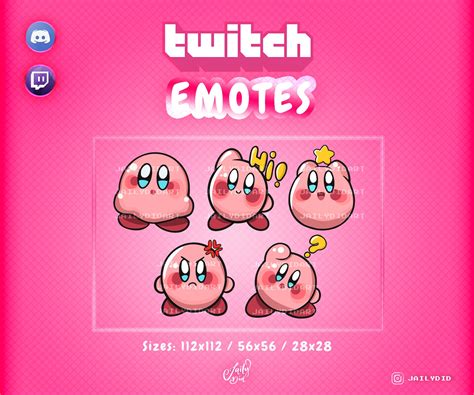 X5 Twitch Emotes Kirby Gaming Discord Streamer Kawaii Etsy