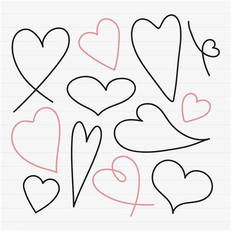 Hand Drawn Heart Doodle Vector Collection Premium Image By Rawpixel