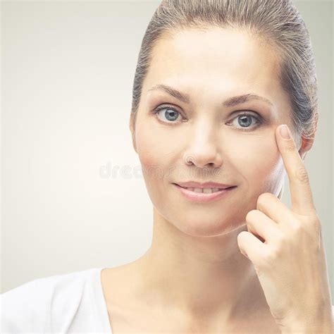 Woman Point At Dermatology Skin Problem Cosmetology Beauty Girl