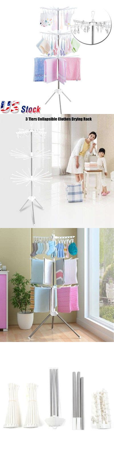 Laundry hanger cloth drying stand. Clotheslines and Laundry Hangers 81241: 3-Tier Clothes ...