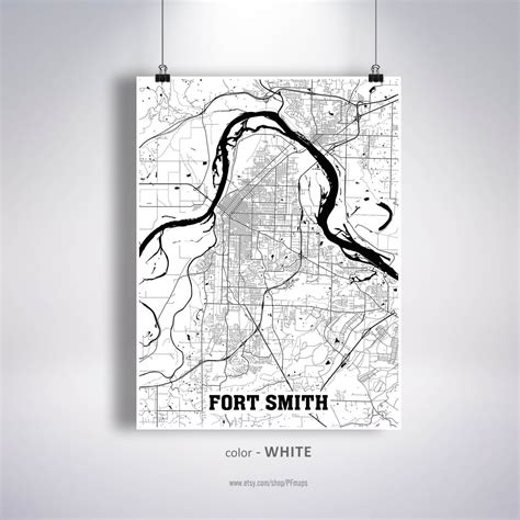 Fort Smith Map Print Fort Smith City Map Arkansas Ar Usa Map Etsy