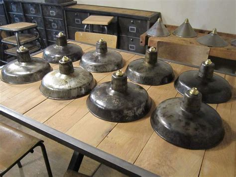 ANCIEN ABAT JOUR D'USINE - ACIER BROSSÉ - 30 CM DE ...