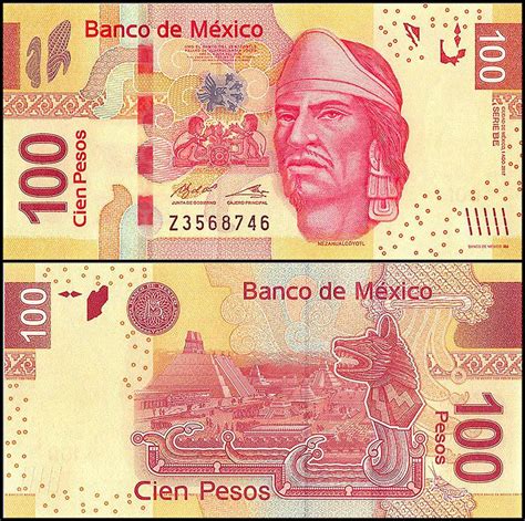 Mexico 100 Pesos Banknote 2017 P 124be Unc Series Be