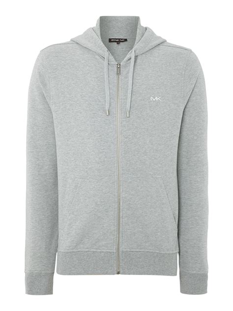 Michael Kors Zip Up Fleece Logo Hoodie In Gray For Men Heather Lyst