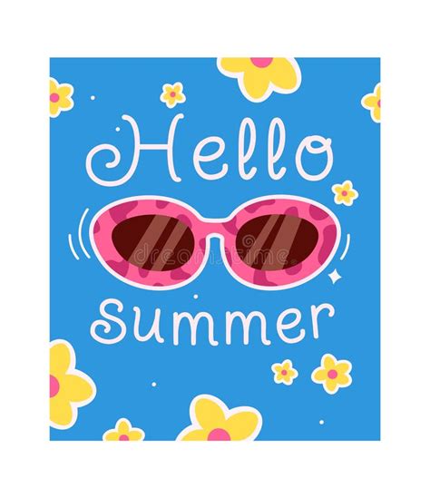 Hello Summer Postcards Sticker Stock Vector Illustration Of