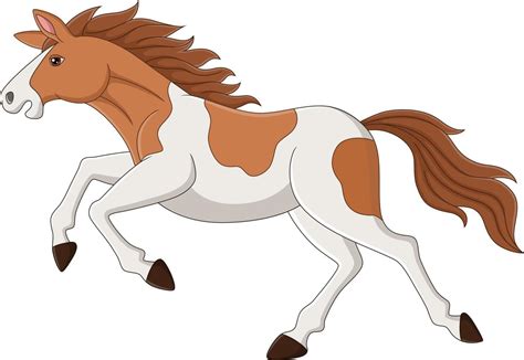 Cavalo Marrom E Branco Dos Desenhos Animados Correndo 7098291 Vetor No
