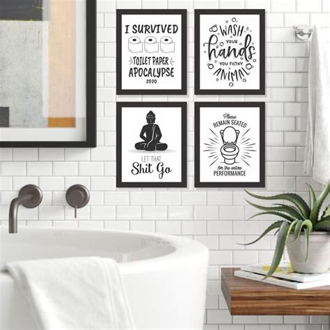 Funny Bathroom Wall Art Prints Typography Decor T Idea Set Of 4