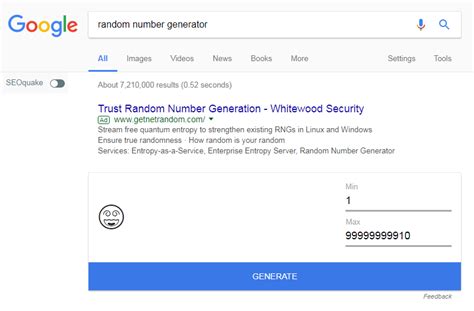 It generates random numbers that can be used where unbiased results. Google Tricks: The definitive list of Google Easter Eggs