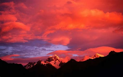 Winter Sunset Sky Over Mountains In New Zealand Hd