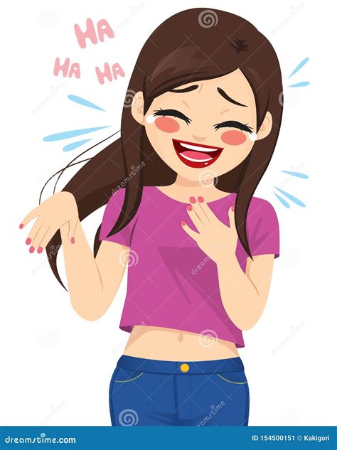 Woman Crying Laughing Out Loud Stock Vector Illustration Of Cheerful