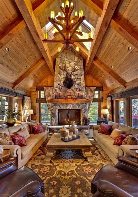 47 Extremely Cozy And Rustic Cabin Style Living Rooms Log Cabin Homes Cabin Homes Cabin