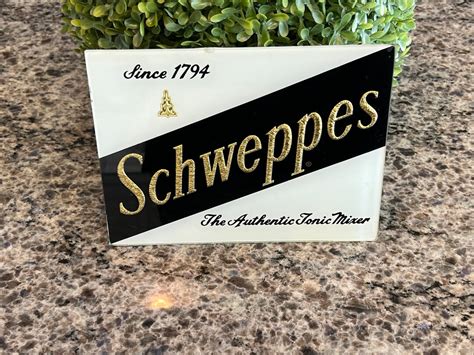 Antique Schweppes Glass Display Sign Plaque For The Table Or Etsy