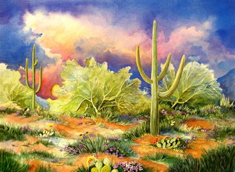 The Thunder Rolls Arizona Desert Landscape Art Print By Barbara Ann