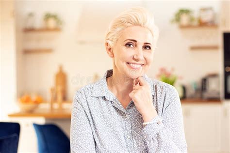 Middle Age Housewife Posing Stock Photo Image Of Look Happiness