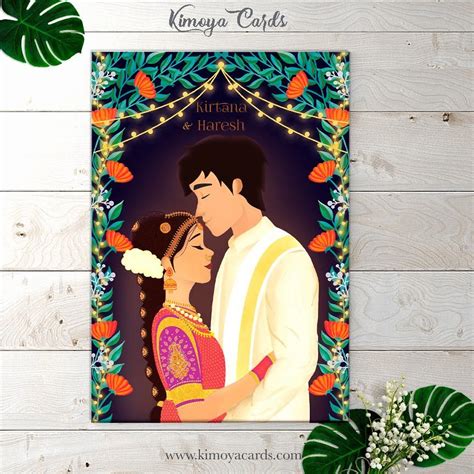 We, at indian wedding card, design breathtakingly beautiful wedding invitation cards. This creative South-Indian Wedding Card features a radiant ...