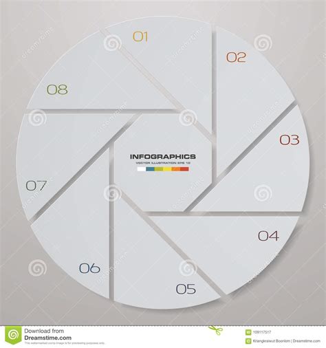 Abstract 8 Steps Modern Pie Chart Infographics Elementsvector