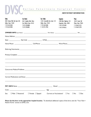 Dvsc abbreviation stands for dallas veterinary surgical center. Fillable Online DVSC-New Client Formdocx Fax Email Print ...