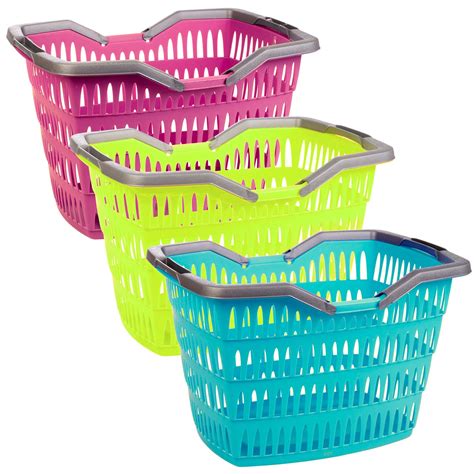 Large 30 Litre Laundry Basket With Folding Handles Storage Washing Bin