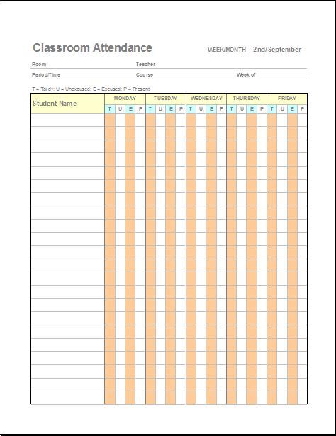 Daily Weekly And Monthly Student Attendance Sheets Word And Excel Templates