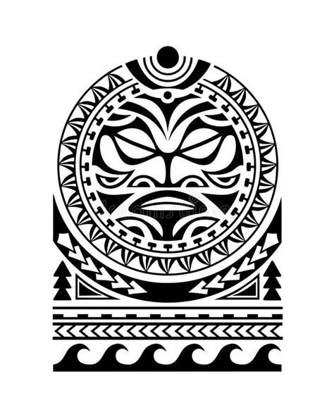 Tattoo Sketch Maori Style For Shoulder Sun Face Stock Vector