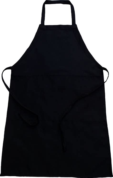 Mandil O Delantal Largo Con Bolsas Color Negro, Poliester | Mercado Libre